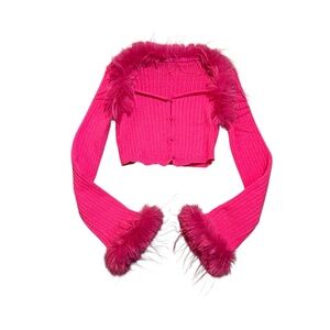 Bright pink fury cardigan